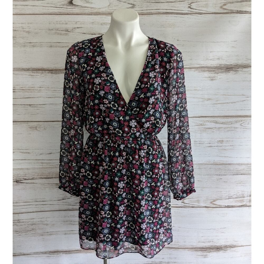Express Floral Long Sleeve Mini Dress Sz xs